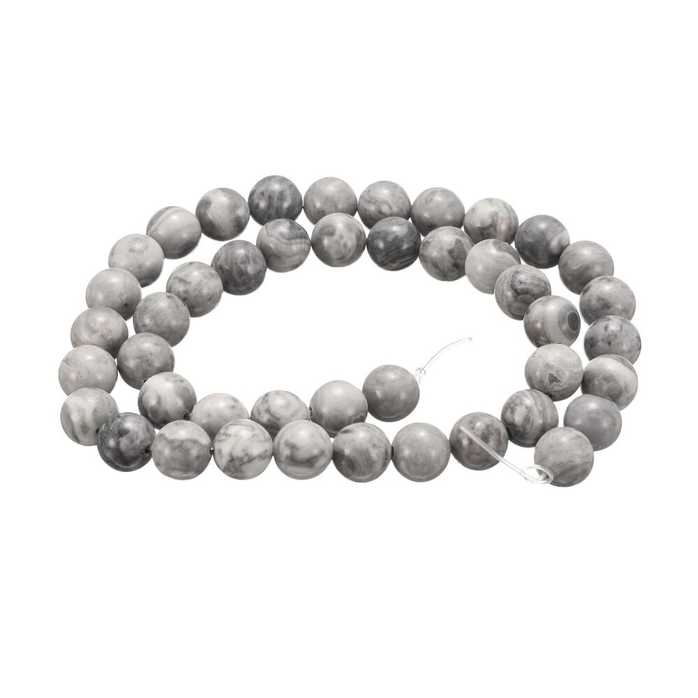3804 100pcs Natural Stone Beads 8mm Map Stone Round Gemstone Stone Loose